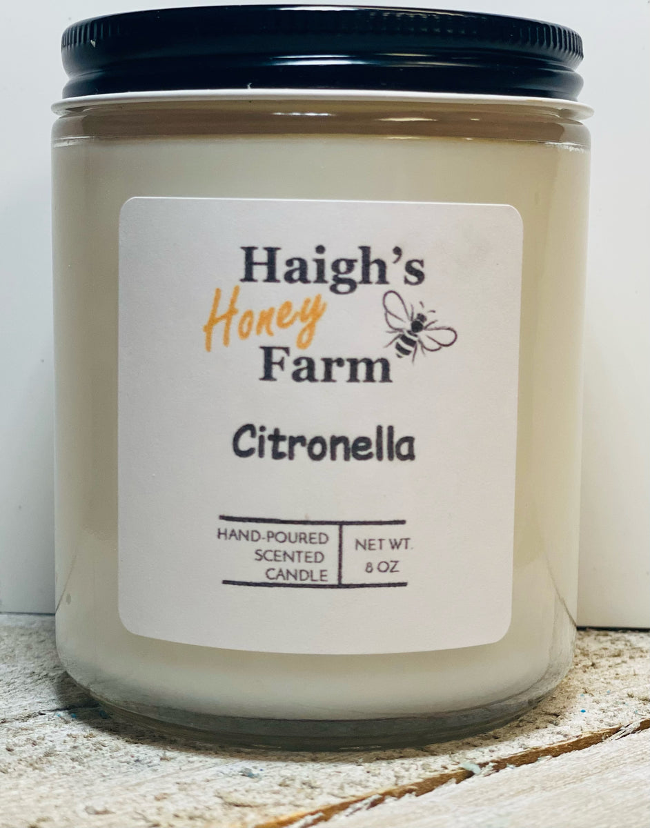 Citronella 8 oz Candle Haigh's Honey Farm