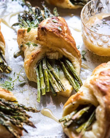 Asparagus and Brie Puff Pastry with Thyme Honey